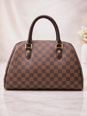 Authentic Louis Vuitton Ribera MM Damier Ebene Satchel Brown LV Handbag